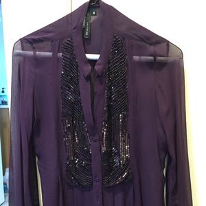 Bedazzled sheer dress shirt